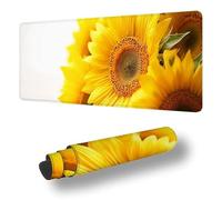 Tapis de Souris de Jeu Jaune Tapis Souris XXL 900 x 300 x 3 MM sous Main Bureau Tournesol Mouse Pad avec Base en Caoutchouc antidérapante Étanch à Bords Cousus, pour Le Bureau Et La Maison S-9457