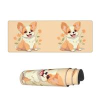 Tapis De Souris De Jeu Joyeux Petit Chiot Corgi Glissement Facile Lavable Tapis De Souris Carré, Pour Ordinateur, Maison, Ordinateur Portable, 80x30cm