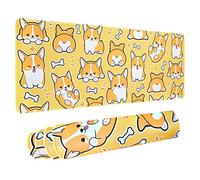 Tapis de souris de jeu Kawaii Corgi pour bureau, grand tapis de souris orange étendu, tapis de souris XL, tapis de souris long et grand, accessoires de décoration Kawaii Corgi, 80 x 30 cm