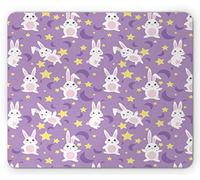 Tapis De Souris De Jeu Lapins Drôles D'Enfance avec des Étoiles Et La Lune Kawaii Bunnies Baby Pastel Cartoon Bureau Tapis Souris Lavable Tapis De Souris Carré, pour Jeux, Maison, 25x30cm