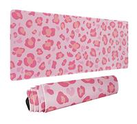 Tapis de Souris de Jeu Léopard Rose XL - Grand Format pour Bureau, Imprimé Guépard Mignon, Long et Large, Accessoires de Décoration, 80