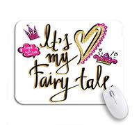 Tapis De Souris De Jeu Les Filles sur Le Texte Calligraphique C'est Mon Conte De Fées Tapis De Souris Carré avec Bord Cousu Tapis Souris, pour Ordinateur, Jeux, 25 x 30cm