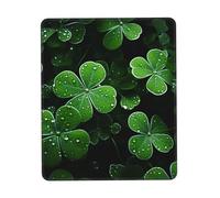 Tapis de souris de jeu lisse avec bords cousus - Motif feuilles de la Saint-Patrick - Base antidérapante en caoutchouc - 25,4 x 30,5 cm