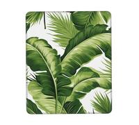 Tapis de souris de jeu lisse avec bords cousus - Motif feuilles de palmier vertes - Base en caoutchouc antidérapant - Pour décoration de maison, bureau, accessoires de bureau (21 x 26 cm)