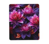 Tapis de souris de jeu lisse avec bords cousus - Pour décoration de maison, bureau, accessoires de bureau - Motif feuilles violettes et rouges - Base en caoutchouc antidérapant - 17,8 x 21,8 cm
