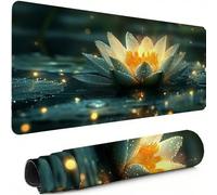 Tapis de Souris de Jeu Lotus Tapis Souris XXL 500 x 250 mm, Lac Sous Main Bureau Bords Cousus Imperméable Antidérapant, pour Travail, PC, Ordinateur Portable Améliore la Précision et la Vitesse C-5434