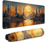 Tapis de Souris de Jeu Lune Tapis Souris XXL 900 x 300 mm, Arbre sous Main Bureau Bords Cousus Imperméable Antidérapant, pour PC, Ordinateur Portable Améliore la Précision et la Vitesse C-5129