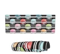Tapis De Souris De Jeu Macarons Sur Fond Rayé Personnalisé Lavable Bureau Tapis Souris, Pour Ordinateur Portable, Ordinateur, Maison, 80x30cm