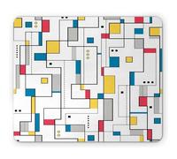 Tapis De Souris De Jeu Motif Abstrait avec des Éléments d'art Contemporain Géométriques Modernes Tapis De Souris Carré avec Bord Cousu Tapis Souris, pour Ordinateur, Ordinateur Portable, 25x30cm