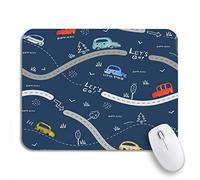 Tapis De Souris De Jeu Motif Bleu De Petites Voitures Et De Panneaux De Signalisation Sur Fond Sombre Tapis Souris Doux Bureau Tapis Souris, Pour Maison, Jeux, 25 x 30cm