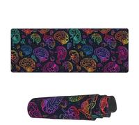Tapis De Souris De Jeu Motif De Cerveaux Colorés Glissement Facile Personnalisé Bureau Tapis Souris, pour Maison, Ordinateur Portable, Jeux, 80x30cm