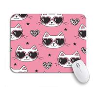 Tapis De Souris De Jeu Motif Léopard Rose Coloré Animal Chat Chaton Miaou Étoiles Tapis Souris Résistant À Usure Tapis De Souris Carré, pour Maison, Ordinateur, 25 x 30cm