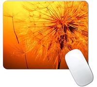 Tapis de souris de jeu motif pissenlit doré, motif fleurs dans le coucher du soleil, base en caoutchouc antidérapant, tapis de souris pour ordinateur, ordinateur portable, bureau, joli tapis de souris