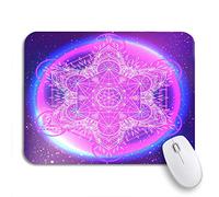 Tapis De Souris De Jeu Motif Rond Mandala Géométrie Sacrée Cube Métatron Symbole Puissant Tapis De Souris Carré avec Bord Cousu Tapis Souris, pour Ordinateur, Ordinateur Portable, 25 x 30cm