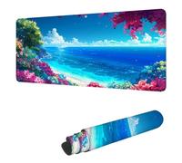 Tapis de Souris de Jeu Océan Tapis Souris XXL 500 x 250 mm, sous Main Bureau Fleur Mouse Pad avec Base en Caoutchouc antidérapante Étanch à Bords Cousus, pour Travail, Jeux, Bureau, Maison H-3782