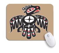 Tapis De Souris De Jeu Oiseau-Tonnerre Haida Motif Tribal Amérindien du Nord Animal Traditionnel Tapis De Souris Carré Résistant À Usure Tapis Souris, pour Maison, Jeux, 25 x 30cm