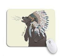 Tapis De Souris De Jeu Ours Rugissant Indigène Avec Bonnet De Guerre Sauvage Et Libre Tapis De Souris Carré Résistant À Usure Tapis Souris, Pour Maison, Ordinateur, 25 x 30cm