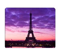Tapis de souris de jeu Paris Tour Eiffel Violet Rose Ciel Tapis de souris pour ordinateur, ordinateur portable, bureau 23,9 x 20,1 cm, caoutchouc antidérapant