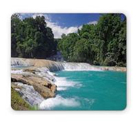 Tapis De Souris De Jeu Paysage Bleu Exotique De La Cascade Aqua, Chiapas, Mexique, Cadre De Vacances dans Un Bureau Tapis Souris Moderne Tapis De Souris Antidérapant, pour Maison, Jeux, 25x30cm