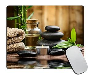 Tapis De Souris De Jeu Pierres De Massage De Spa, Trios D'Huiles Essentielles Et Bougies Lavable Doux Bureau Tapis Souris, pour Ordinateur, Maison, Ordinateur Portable, 25x30cm