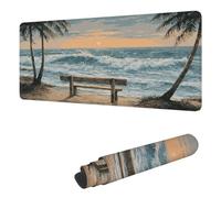 Tapis de Souris de Jeu Plage Tapis Souris XXL 500 x 250 mm, sous Main Bureau Flots Mouse Pad avec Base en Caoutchouc antidérapante Étanch à Bords Cousus, pour Travail, Jeux, Bureau, Maison H-5087