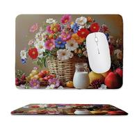 Tapis de Souris de jeu pour Ordinateur portable 290x240x3mm, Base en Caoutchouc Antidérapant avec Bords Cousus pour le Bureau, le Clavier D'ordinateur Portable - Panier de fleurs de fruits M-786