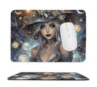 Tapis de Souris de jeu pour Ordinateur portable 290x240x3mm, Base en Caoutchouc Antidérapant avec Bords Cousus pour la Maison, le Bureau, le Clavier D'ordinateur Portable - Sorcière de l'univers M-943