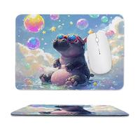 Tapis de Souris de jeu pour Ordinateur portable 320x260x3mm, Base en Caoutchouc Antidérapant avec Bords Cousus pour la Maison, le Bureau, le Clavier D'ordinateur Portable, Gifts - Bel hippopotame M458