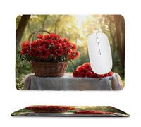 Tapis de Souris de jeu pour Ordinateur portable 360x300x3mm, Base en Caoutchouc Antidérapant avec Bords Cousus pour le Bureau, le Clavier D'ordinateur Portable - Panier de fleurs de la belle M-941