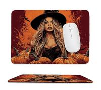 Tapis de Souris de jeu pour Ordinateur portable 360x300x3mm, Base en Caoutchouc Antidérapant avec Bords Cousus pour la Maison, le Bureau, le Clavier D'ordinateur Portable - Sorcière d'Halloween M-827