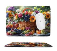Tapis de Souris de jeu pour Ordinateur portable 360x300x3mm, Base en Caoutchouc Antidérapant avec Bords Cousus pour le Bureau, le Clavier D'ordinateur Portable - Panier de fleurs de fruits M-785