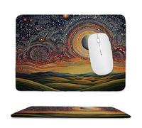 Tapis de Souris de jeu pour Ordinateur portable 420x350x3mm, Base en Caoutchouc Antidérapant avec Bords Cousus pour la Maison, le Bureau, le Clavier D'ordinateur Portable - Ciel étoilé lune M-870