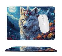Tapis de Souris de jeu pour Ordinateur portable 420x350x3mm, Base en Caoutchouc Antidérapant avec Bords Cousus pour la Maison, le Bureau, le Clavier D'ordinateur Portable - Le loup du paysage M-218