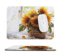 Tapis de Souris de jeu pour Ordinateur portable 420x350x3mm, Base en Caoutchouc Antidérapant avec Bords Cousus pour le Bureau, le Clavier D'ordinateur Portable - Panier de fleurs Sunflower M-387