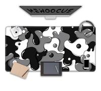 Tapis de souris de jeu pour ordinateur portable, gris, noir, blanc, grand tapis de bureau imperméable et antidérapant, 120 x 60 cm, 3 mm d'épaisseur, tapis de souris en caoutchouc, tapis de souris