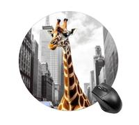 Tapis de souris de jeu rond avec base en caoutchouc antidérapant, imperméable, pour ordinateur portable, bureau, maison, 19,8 x 20,8 cm Motif girafe à New York