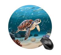 Tapis de souris de jeu rond portable motif tortue de mer, tapis de souris de jeu mignon, petit tapis de souris antidérapant, pour la maison, le bureau, le travail, 19,8 x 20,8 cm