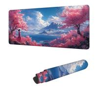 Tapis de Souris de Jeu Rose Tapis Souris XXL 1400 x 600 mm, Sous Main Bureau Fleurs de cerisier Mouse Pad avec Base en Caoutchouc antidérapante Étanch à Bords Cousus, pour Travail, Jeux, Bureau H-5129