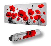 Tapis de Souris de Jeu Rouge Tapis Souris XXL 1400 x 600 x 3 MM sous Main Bureau Pavot Mouse Pad avec Base en Caoutchouc antidérapante Étanch à Bords Cousus, pour Le Bureau Maison, Plus Rapide S-7214