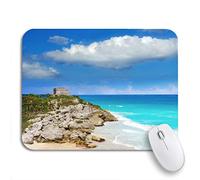 Tapis De Souris De Jeu Ruines De La Ville Maya De Tulum À Riviera Maya À The Tapis De Souris Carré Résistant À Usure Tapis Souris, pour Ordinateur Portable, Ordinateur, 25 x 30cm