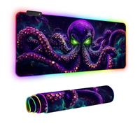 Tapis de souris de jeu RVB XL 89,9 x 40,9 cm, œil cosmique, LED, tapis de souris antidérapant pour configuration de joueur sur PC