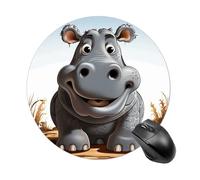 Tapis de Souris de Jeu sans Fil avec Base en Caoutchouc antidérapant, Motif Hippopotame, Accessoire de Bureau pour Ordinateur Portable et de Bureau