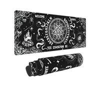 Tapis de souris de jeu Sorcière noir et blanc, long tapis de souris XL étendu, grand tapis de souris en caoutchouc antidérapant, bords cousus, 80 x 30 cm