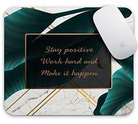Tapis de souris de jeu, « Stay Positive Work Hard and Make It Happen » avec citation inspirante pour le travail (tropical doré)