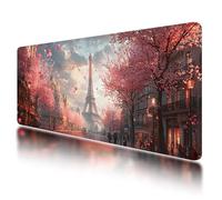 Tapis de Souris de Jeu, Tapis de Souris XXL Paris 1200 x 600 mm, sous Main Bureau avec Coutures sur Les Bords, Mouse Pad Rose Imperméable Antidérapant pour Accessoire Bureau, pour Gamer, PC, O-61