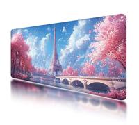 Tapis de Souris de Jeu, Tapis de Souris XXL Rose 1200 x 600 mm, sous Main Bureau avec Coutures sur Les Bords, Mouse Pad Paris Imperméable Antidérapant pour Accessoire Bureau, pour Gamer, PC, -829