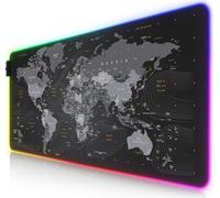 Tapis de souris de jeu Titanwolf RGB, tapis de souris 900 x 400 mm, améliore la précision & la vitesse, carte du monde Global