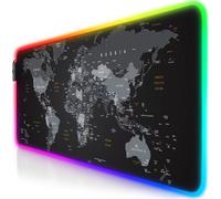 Tapis de souris de jeu Titanwolf RGB, tapis de souris XL 800 x 300mm améliore la précision et la vitesse, carte du monde