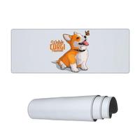 Tapis De Souris De Jeu Un Joli Papillon Monarque sur Le Nez d'un Corgi Moderne avec Bord Cousu Tapis De Souris Carré, pour Maison, Jeux, Ordinateur, 80x30cm