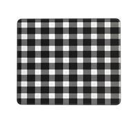 Tapis de souris de jeu vintage à carreaux noirs et blancs avec bords cousus base en caoutchouc antidérapant pour PC et ordinateur portable 22 x 18 cm